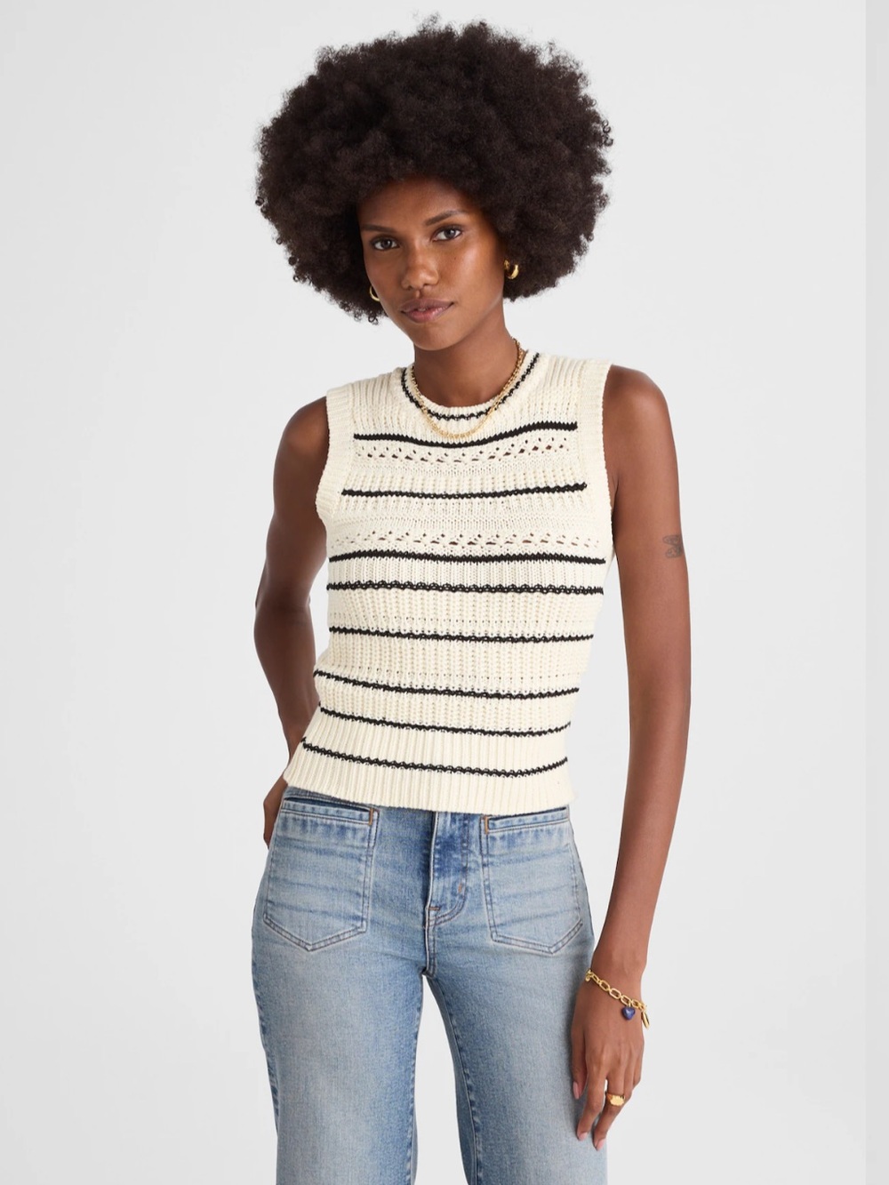 Loft Striped Sweater Vest in 100% Cotton